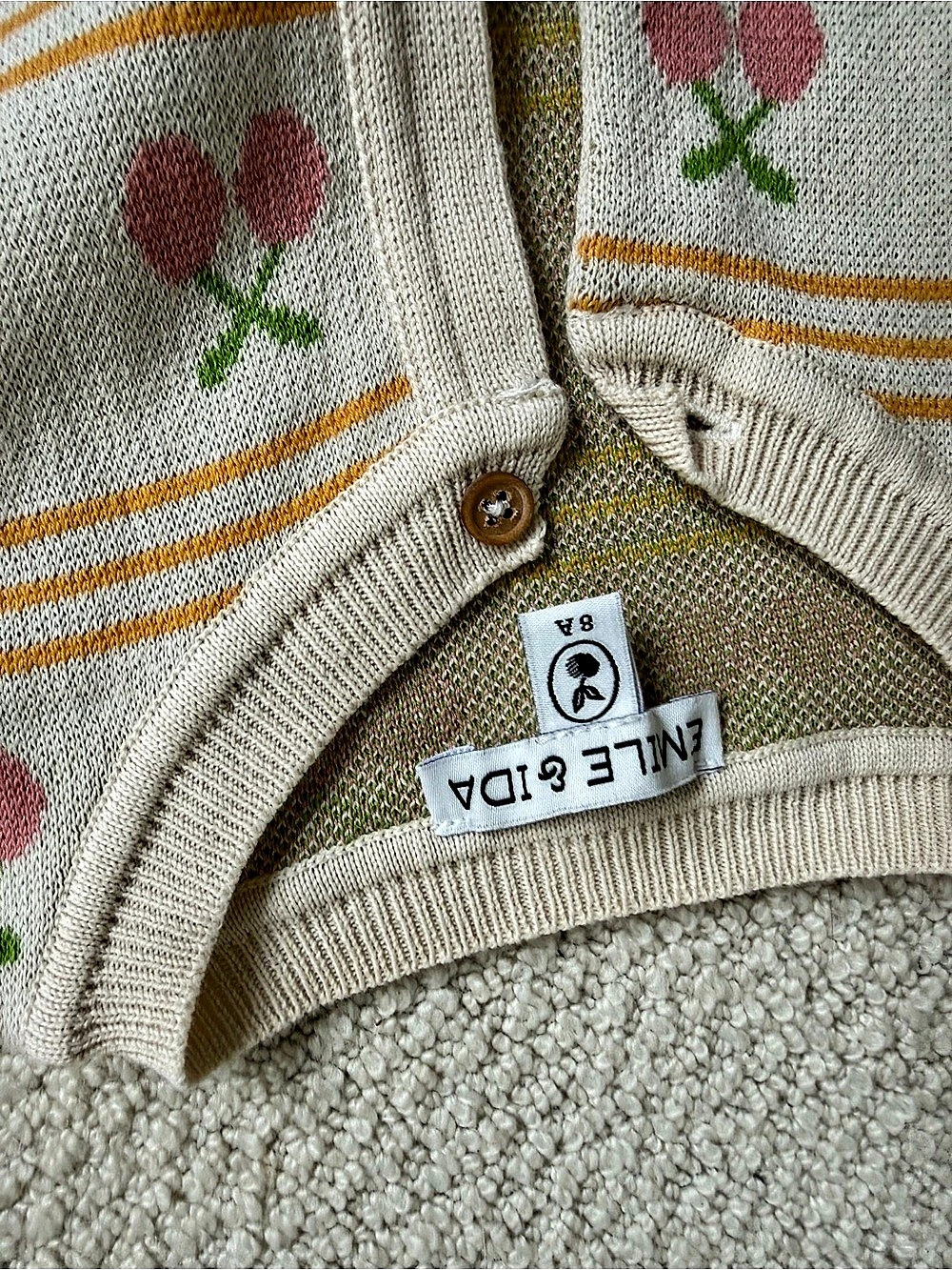 Emile et Ida Floral Button-Front Sweater 8A - Picture 3 of 6